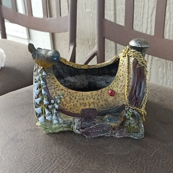 RARE vintage SADDLE planter - do you see ladybug? - Picture 10 of 12